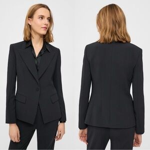 Theory Angled Black Single-breasted Blazer in Admiral Crepe 6